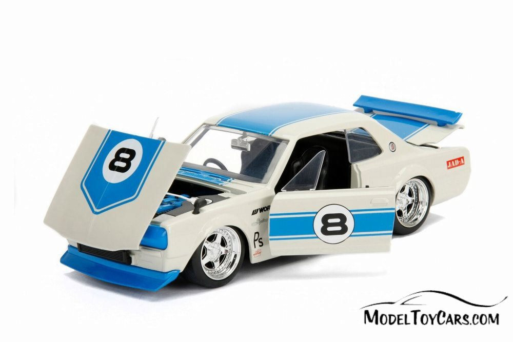 1971 Nissan Skyline GT-R Hard Top, White with blue - Jada 30002WA1