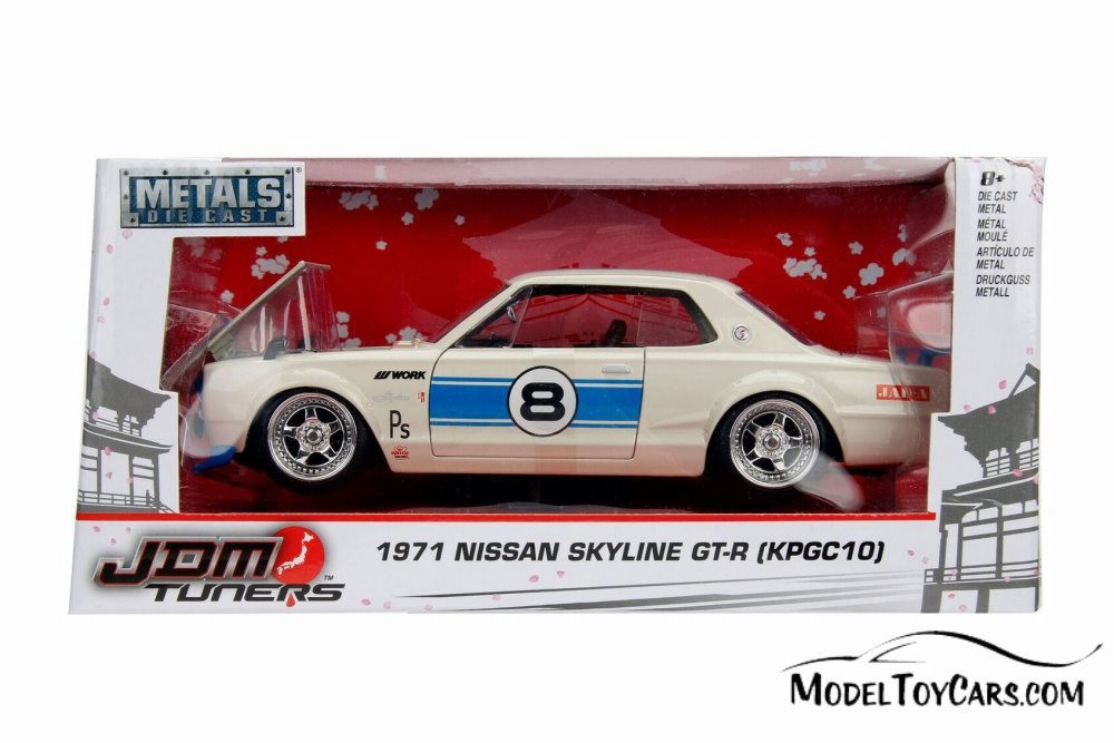 1971 Nissan Skyline GT-R Hard Top, White with blue - Jada 30002WA1