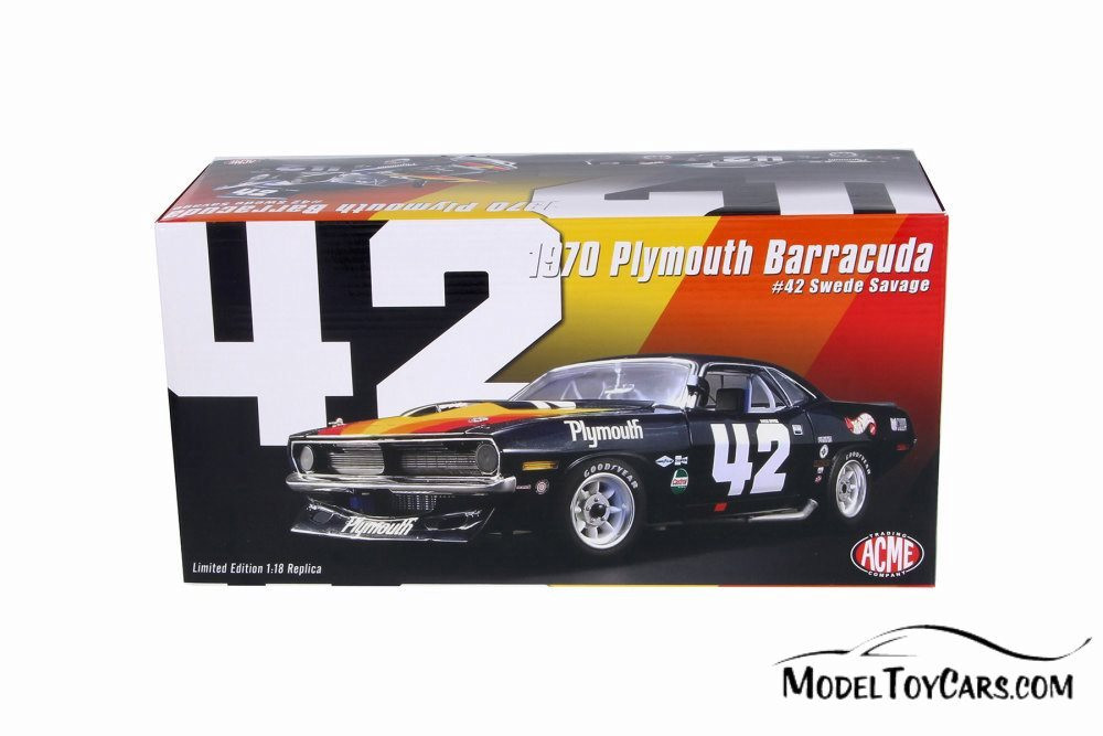 1970 Plymouth Barracuda Trans Am, #42 Street Version - Acme 1806108 - 1/18 scale Diecast Model Toy Car