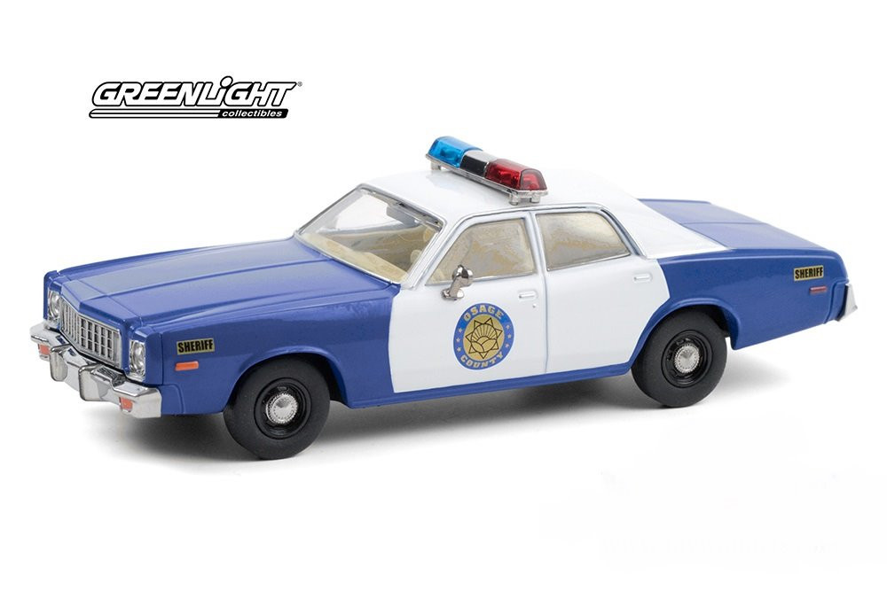 Osage County Sheriff 1975 Plymouth Fury, White and Blue - Greenlight 86602  - 1/43 scale Diecast Car