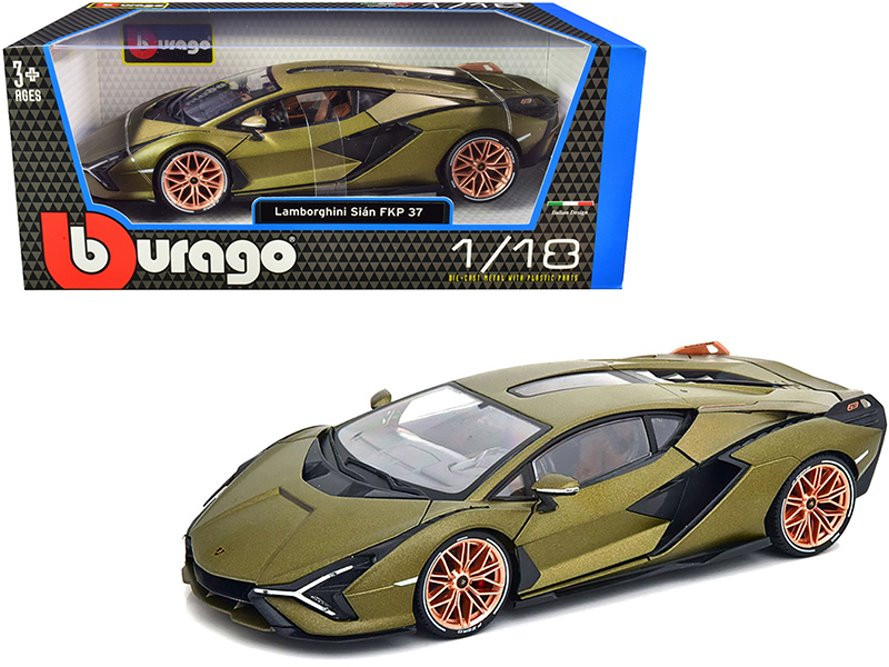 Lamborghini Sián FKP37, Metallic Green - Bburago 11046 - 1/18 scale Diecast  Model Toy Car