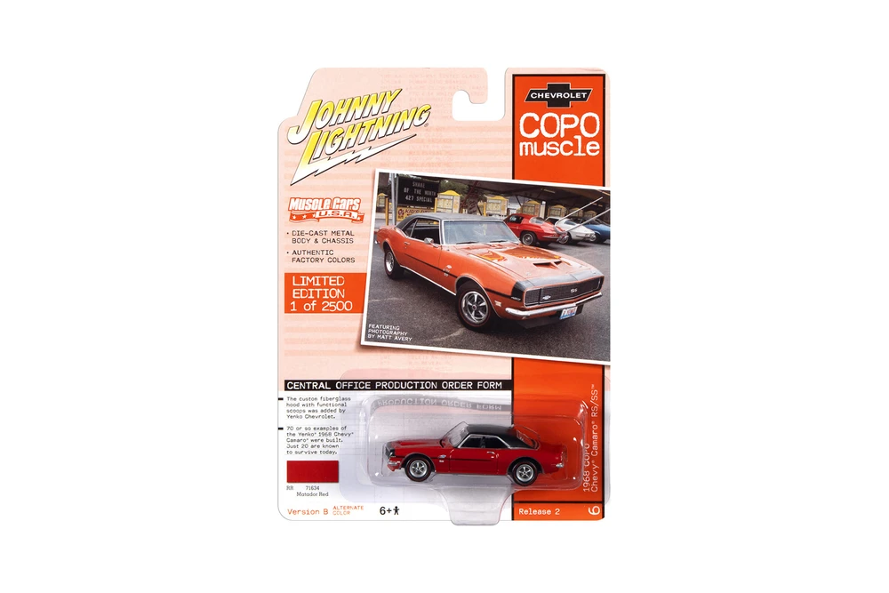 1968 Chevy Camaro RS/SS COPO Yenko, Madator Red - Johnny Lightning