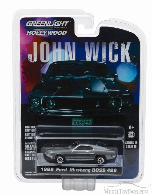1966 Ford Mustang BOSS 429 (John Wick), Gray - Greenlight 44780E