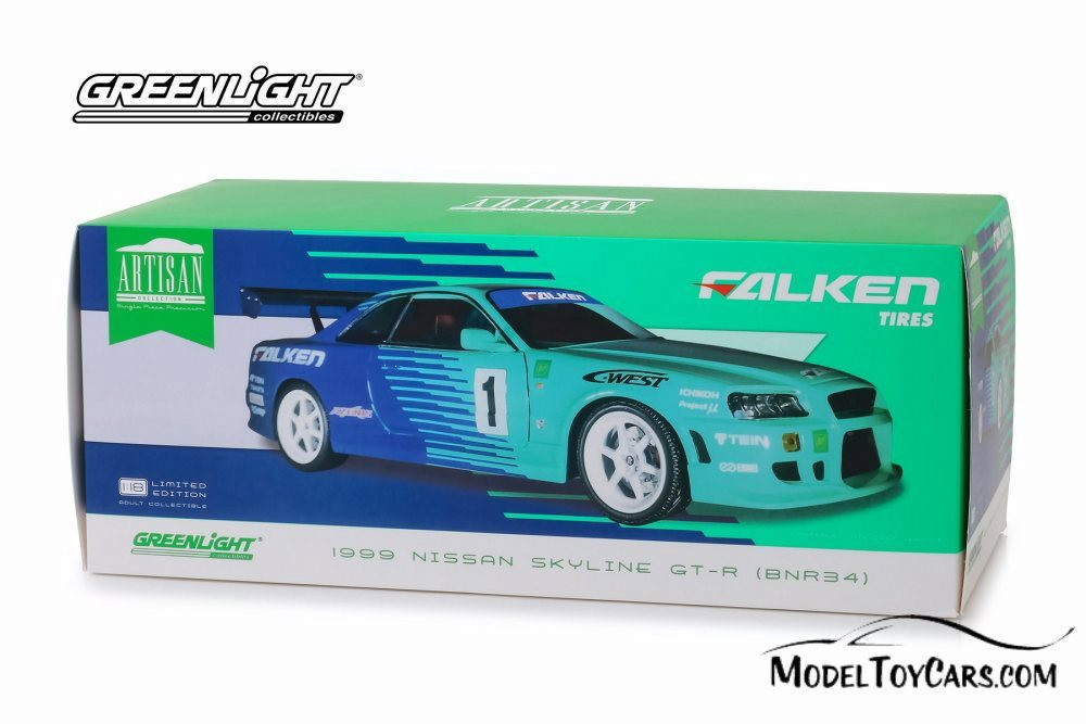 1999 Nissan Skyline GT-R BNR34, #1 Falken Tires - Greenlight 19050