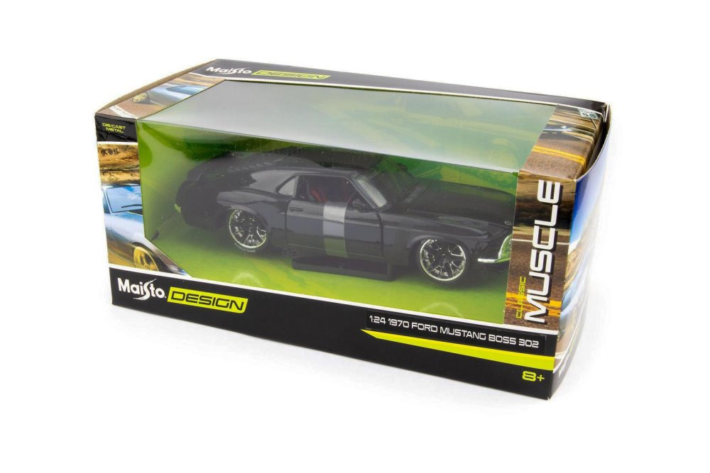 1970 Ford Mustang Boss 302, Black - Maisto 32535BK - 1/24 scale Diecast Model Toy Car