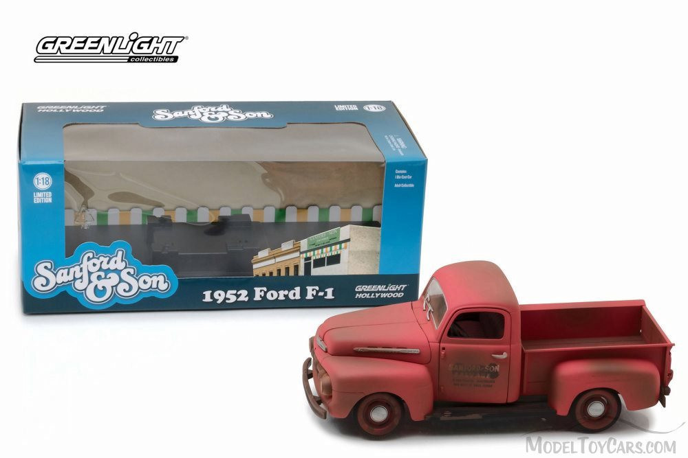 1952 Ford F1 Pick-Up Truck Sanford & Son Salvage, Red w/ Rust - Greenlight 12997 - 1/18 Scale Diecast Model Toy Car