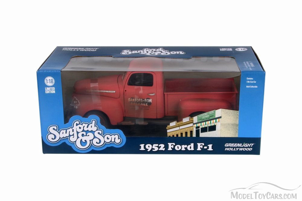 1952 Ford F1 Pick-Up Truck Sanford & Son Salvage, Red w/ Rust - Greenlight 12997 - 1/18 Scale Diecast Model Toy Car