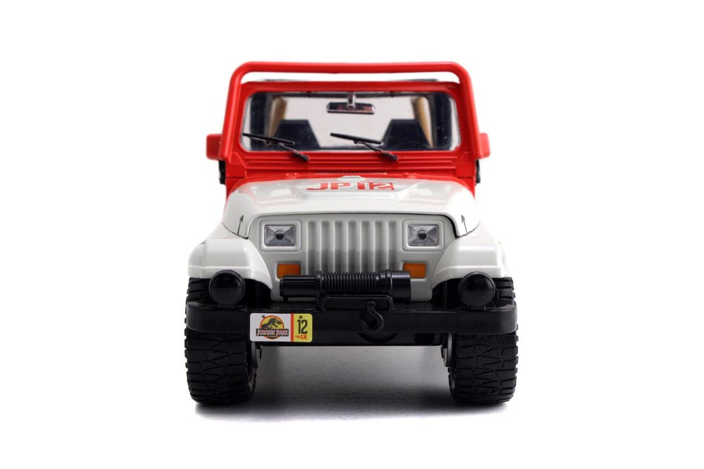 1992 Jeep Wrangler Off Road, White w/ Orange - Jada 97806 - 1/24 Scale Diecast Model Toy Car