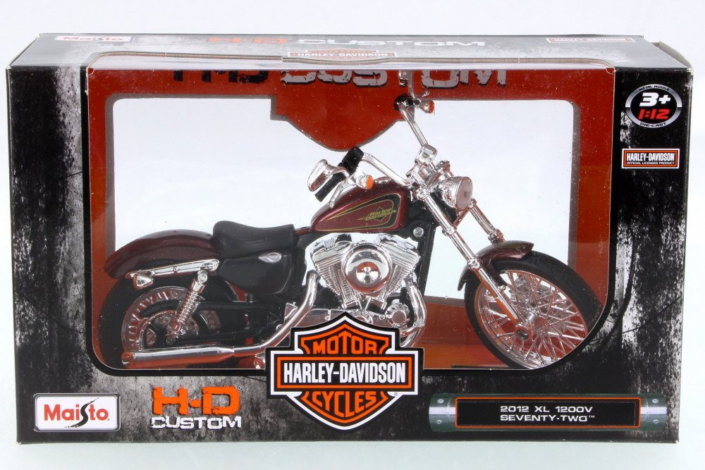 2012 Harley-Davidson XL 1200V Seventy-Two Motorcycle, Red - Maisto 32324 - 1/12 Scale Vehicle Replica