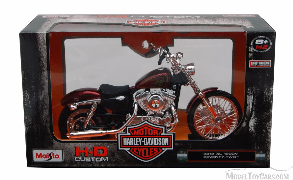 2012 Harley-Davidson XL 1200V Seventy-Two Motorcycle, Red - Maisto 32324 - 1/12 Scale Vehicle Replica