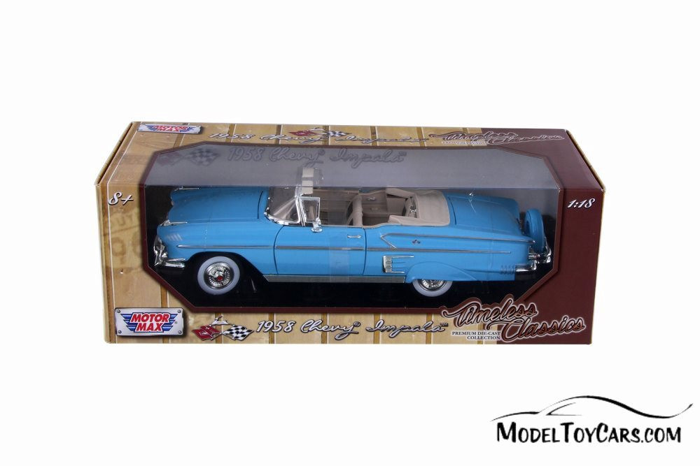 1958 Chevy Impala Convertible, Blue - Motor Max 73112TC/BU - 1/18 scale Diecast Model Toy Car