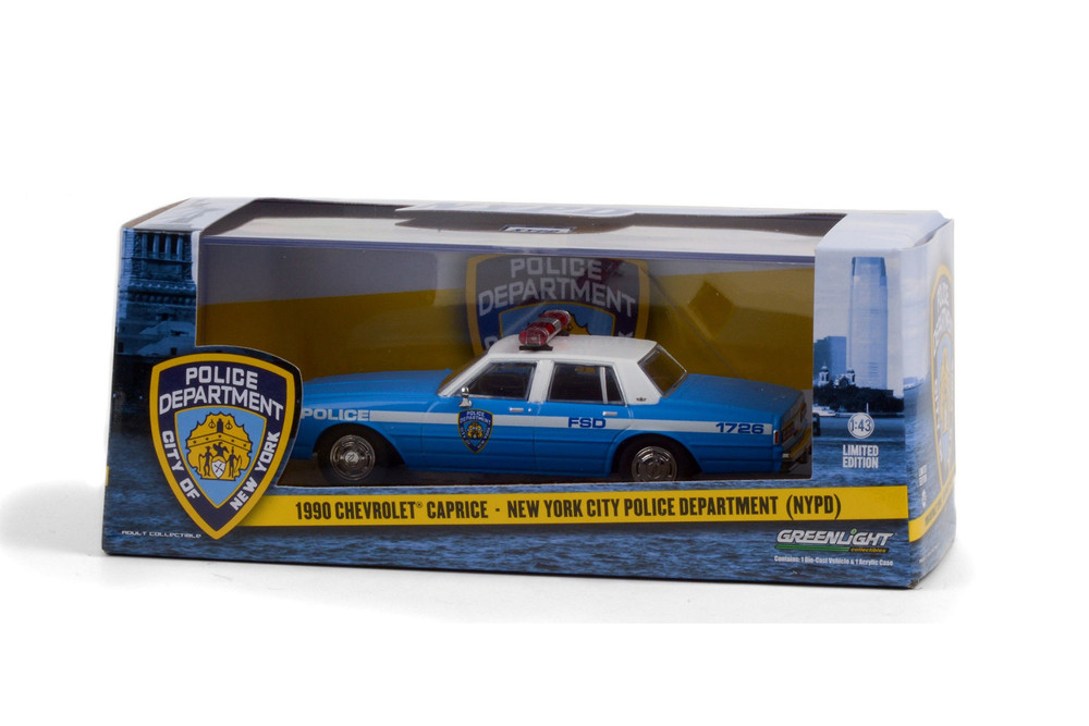 New York City Police Department 1990 Chevy Caprice Police, Blue -  Greenlight 86583 - 1/43 scale Diecast Model Toy Car