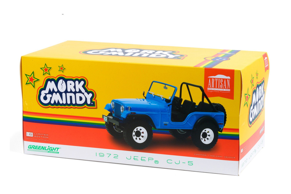 Mork & Mindy's 1972 Jeep CJ-5, Blue - Greenlight 19079 - 1/18 scale Diecast Model Toy Car