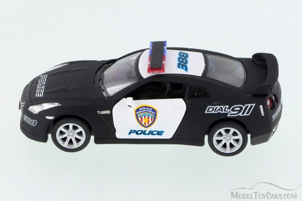 2009 Nissan GT-R Police, Black w/ White - Kinsmart 5340DP - 1/36 Scale Diecast Model Toy Car