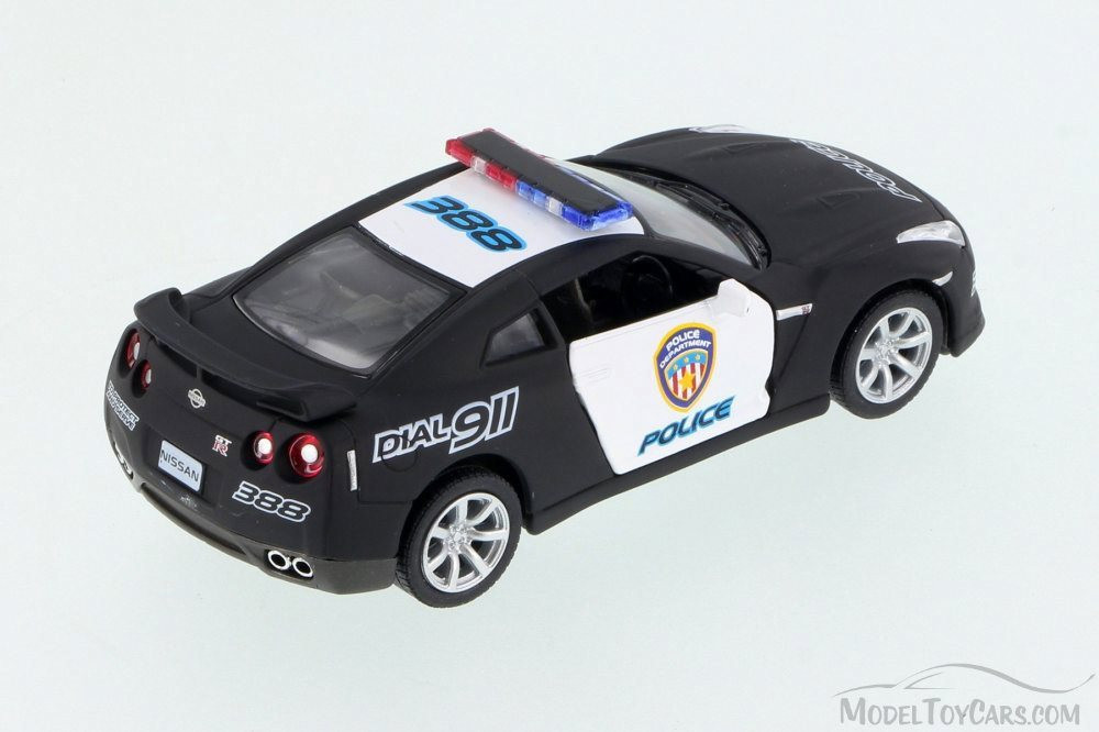 2009 Nissan GT-R Police, Black w/ White - Kinsmart 5340DP - 1/36 Scale Diecast Model Toy Car