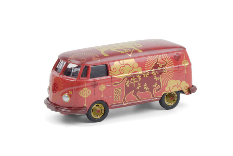 Chinese New Year of The Ox Volkswagen Type 2 Panel Van, Red - Greenlight 30223 - 1/64 Diecast Car