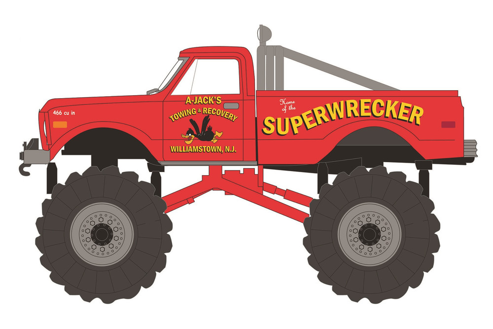 Kings of Crunch 1968 Chevy K-10 Monster Truck, Superwrecker - Greenlight 49080A - 1/64 Diecast Car