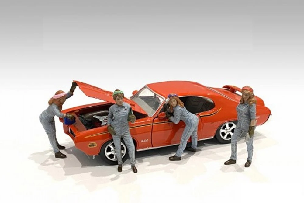 Retro Female Mechanic II, Blue - American Diorama 38245 - 1/18 scale Figurine - Diorama Accessory