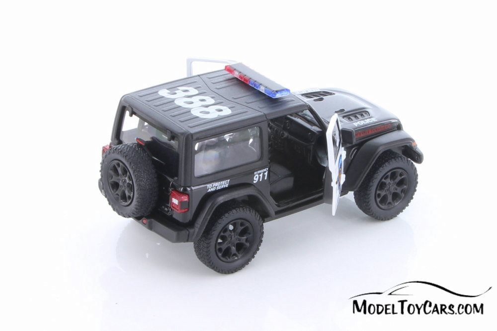 2018 Jeep Wrangler Rubicon Police Hard Top, Black and White - Kinsmart 5412DP - 1/34 Diecast Car