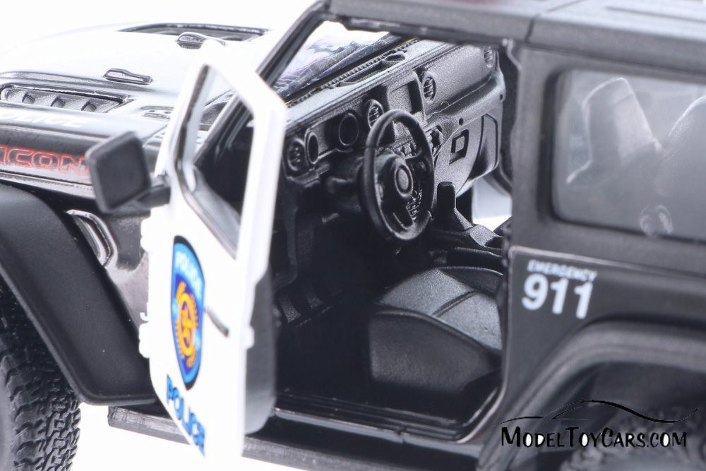 2018 Jeep Wrangler Rubicon Police Hard Top, Black and White - Kinsmart 5412DP - 1/34 Diecast Car