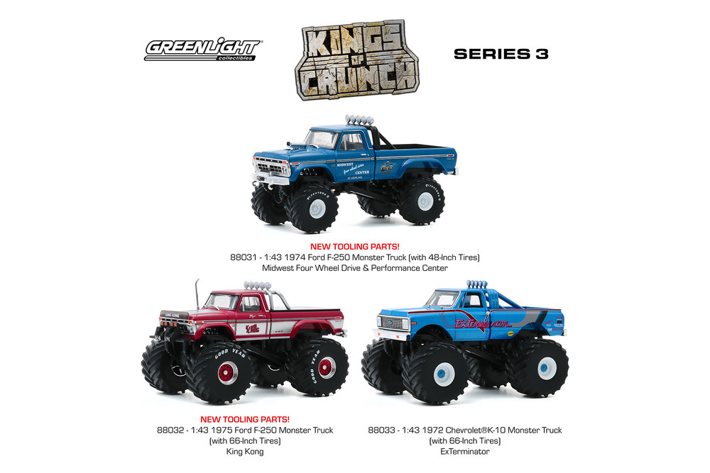 Greenlight Kings of Crunch Series 3 Diecast Car Set - Box of 3 assorted 1/43 Diecast Model Cars