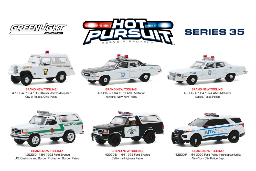 Greenlight Hot Pursuit Series 35 Diecast Car Set - Box of 6