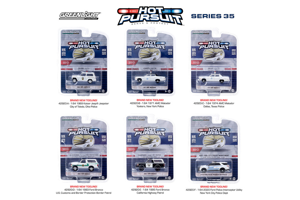 GREENLIGHT ポリスカーセット Greenlight Hot Pursuit Series 35 Diecast Car Set - Box of 6