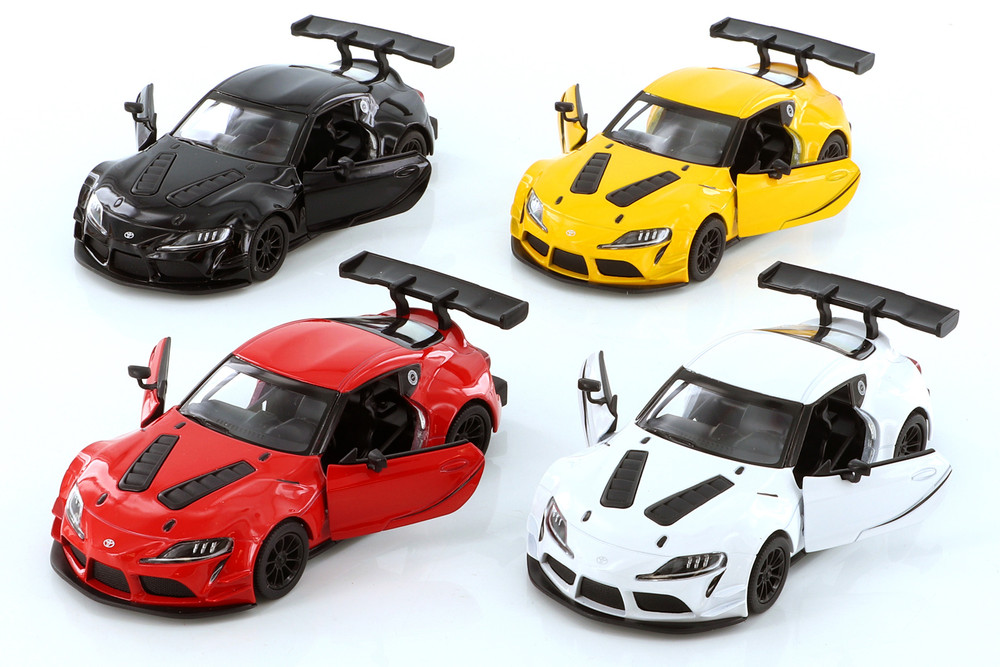 Kinsmart Toyota GR Supra Racing Concept Diecast Car Set - Box of 12 5-in Toy cars, Assorted Colors