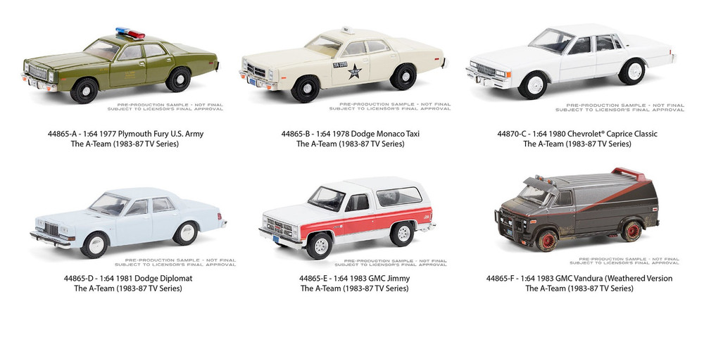 1977 PLYMOUTH FURY ARMY GREEN US POLICE THE A-TEAM 1/64 GREENLIGHT 44865 A