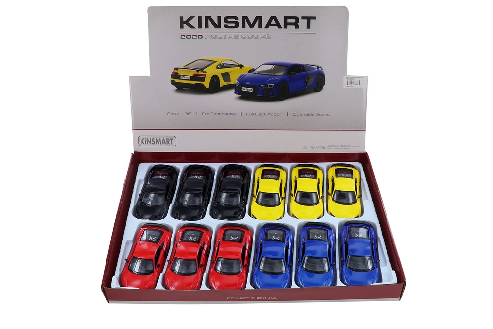 Kinsmart 2020 Audi R8 Coupe 1/36 Scale Diecast Car Set - Box of 12 5-inch Diecast Model Cars, Assorted Colors