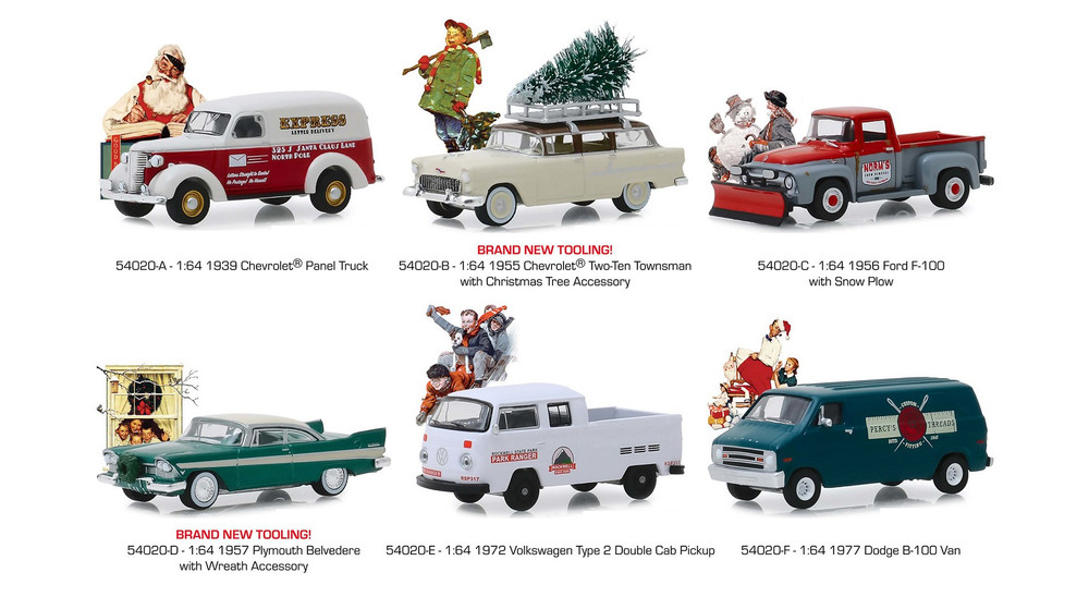 Greenlight Norman Rockwell Delivery Vehicles Series 2 Diecast Car Set - Box of 6 assorted 1/64 Scale Diecast Model Cars