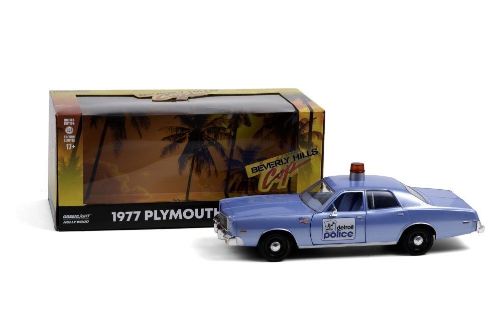 Detroit Police 1977 Plymouth Fury, Beverly Hills Cop - Greenlight 84122 - 1/24 scale Diecast Model Toy Car