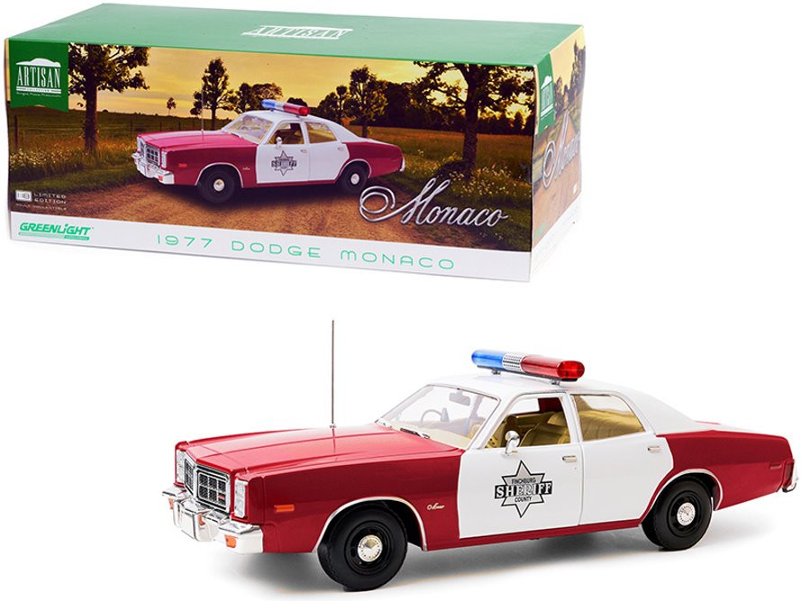 1977 Dodge Finchburg County Sheriff, White and Red - Greenlight 19097 - 1/18 scale Diecast Car