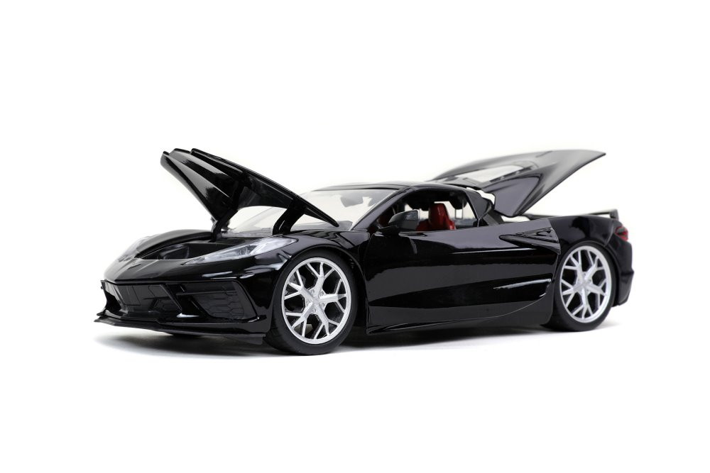2020 Chevy Corvette Stingray, Glossy Black - Jada Toys 32284/4 - 1/24 scale Diecast Model Toy Car