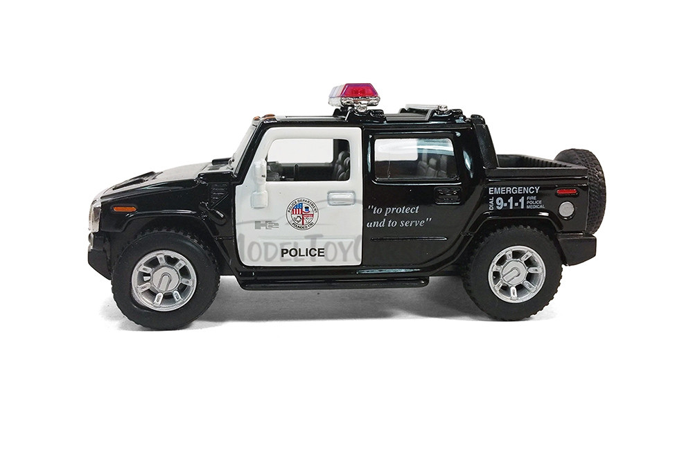 2005 Hummer H2 SUT Police Pickup Truck, Red - Kinsmart 5097DP - 1/40 scale Diecast Model Toy Car