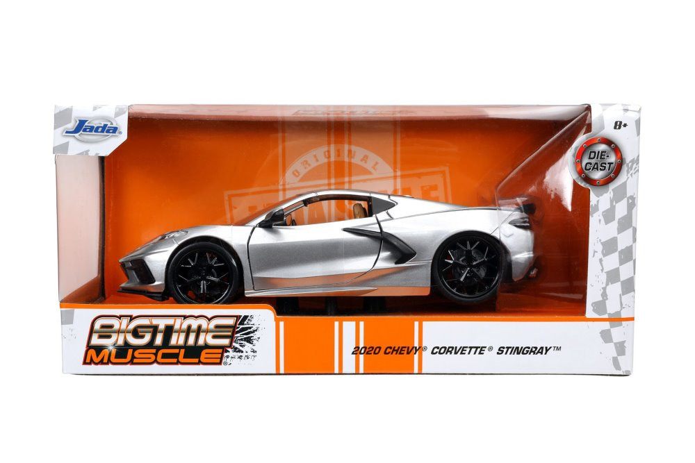 2020 Chevy Corvette Stingray, Candy Silver - Jada Toys 32539/4 - 1/24 scale Diecast Model Toy Car