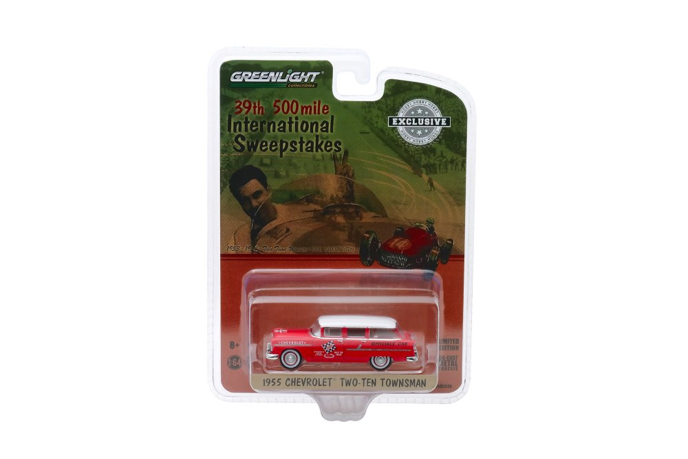 39th International 500 Mile Sweepstakes 1955 Chevy Two-Ten Townsman Officials' Car, Red and White - Greenlight 30104/48 - 1/64 scale Diecast Model Toy Car