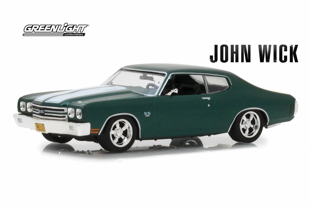1970 Chevy Chevelle SS 396, Green with White Stripes - Greenlight 86541 - 1/43 scale Diecast Car