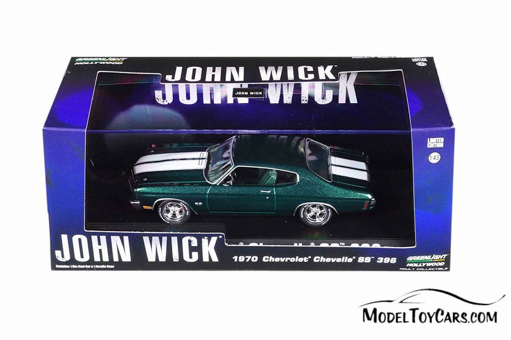 1970 Chevy Chevelle SS 396, Green with White Stripes - Greenlight 86541 - 1/43 scale Diecast Car
