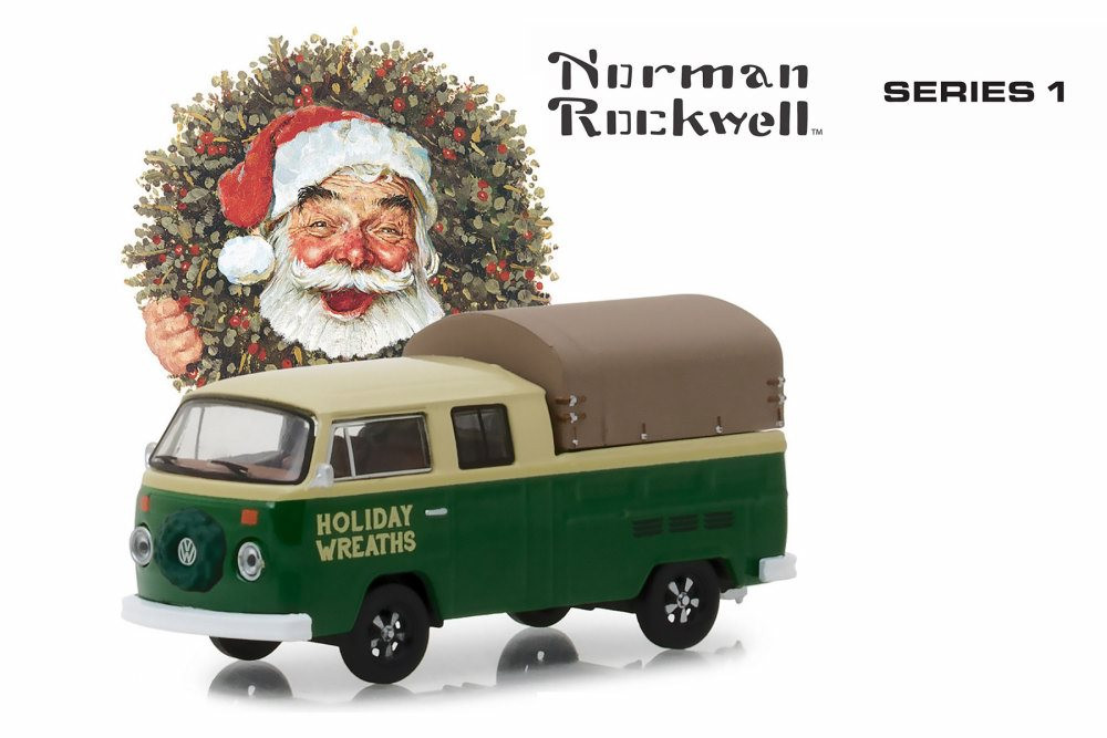 1978 Volkswagen Double Cab Pickup, Holiday Wreaths - Greenlight 37150F/48 - 1/64 Scale Diecast Car
