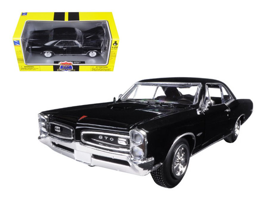 1966 Pontiac GTO, Black - New Ray 71853B - 1/24 Scale Diecast Model Toy Car