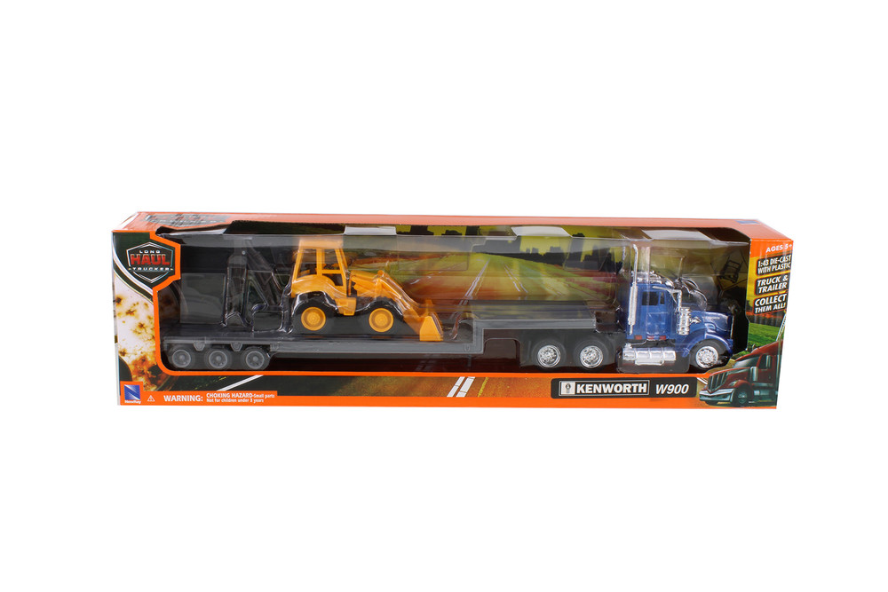 Kenworth W900 Construction Lowboy, Blue - New Ray 15303B - 1/43 scale Model Replica