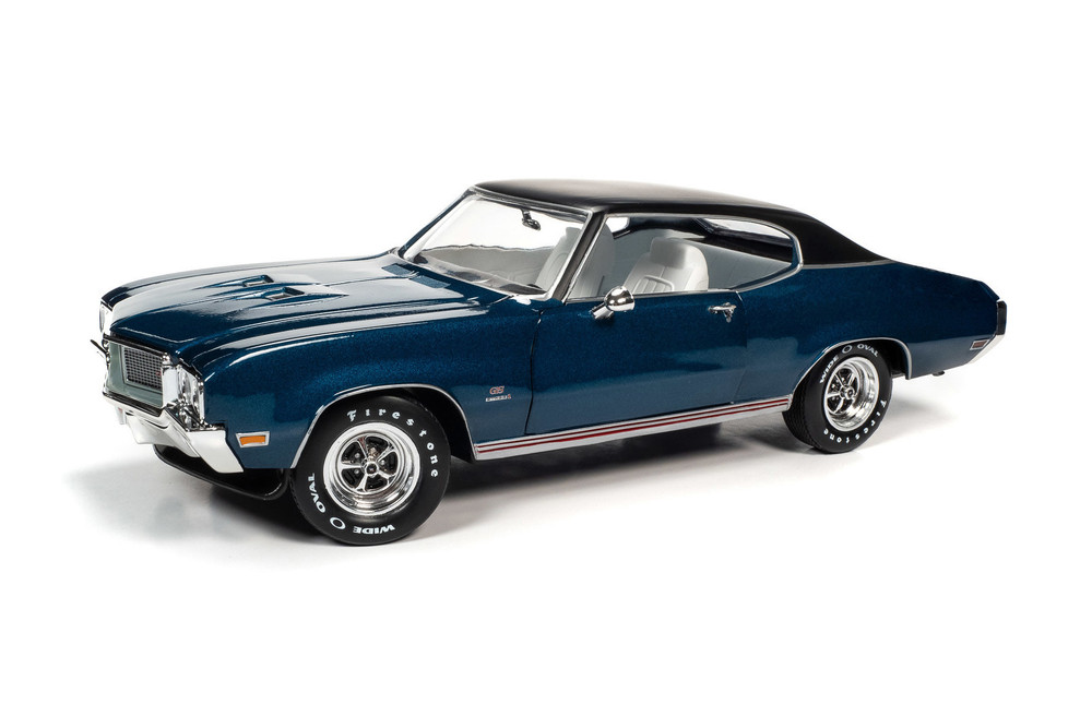 1970 Buick GS 455 Stage 1, Diplomat Blue and Black - Auto World AMM1242 -  1/18 scale Diecast Model Toy Car