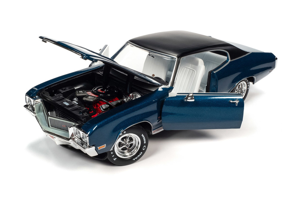 1970 Buick GS 455 Stage 1, Diplomat Blue and Black - Auto World AMM1242 - 1/18 scale Diecast Model Toy Car