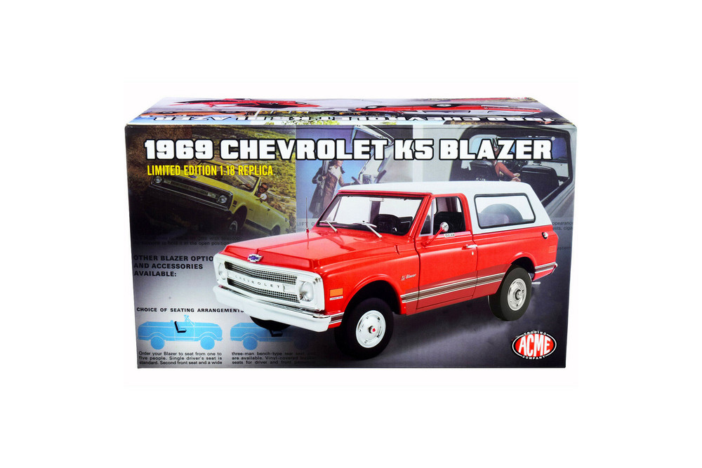 1969 Chevy K5 Blazer, Red and White - Acme A1807701 - 1/18 scale Diecast Model Toy Car