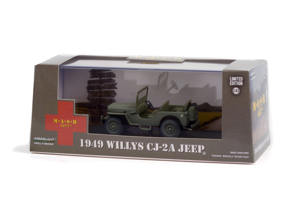 1949 Willys CJ-2A Jeep, M*A*S*H - Greenlight 86592 - 1/43 scale Diecast Model Toy Car