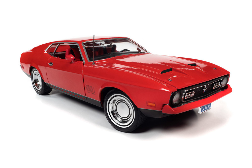 1971 Ford Mustang Mach 1 Hardtop, Bright Red - Auto World AWSS126 - 1/18  scale Diecast Model Toy Car