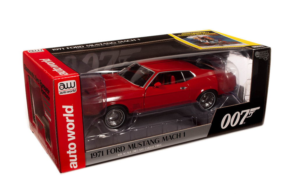 1971 Ford Mustang Mach 1 Hardtop, Bright Red - Auto World AWSS126 - 1/18  scale Diecast Model Toy Car