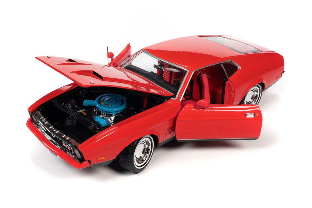 1971 Ford Mustang Mach 1 Hardtop, Bright Red - Auto World AWSS126 - 1/18 scale Diecast Model Toy Car