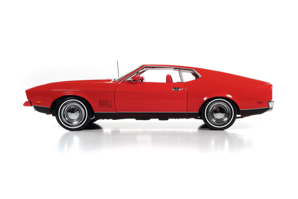 1971 Ford Mustang Mach 1 Hardtop, Bright Red - Auto World AWSS126 - 1/18 scale Diecast Model Toy Car